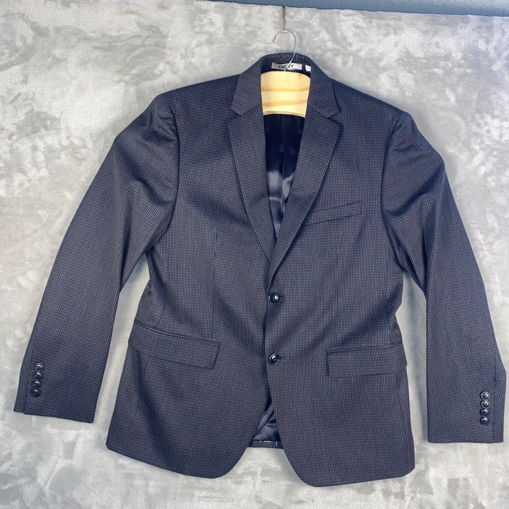 DKNY Mens 40S Charcoal Pinstripe Wool Blend‎ Suit Jacket Blazer